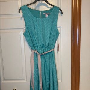 Forever 21 Blue Sleeveless Scoop Neck Midi Sundress with Belt-M